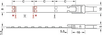 Osvětlovací LED páska, konstantní proud, Häfele Loox5 LED 3051, 24 V, 8 mm, 2pólové (jednobarevné), 140 LED/m, 14,4 W/m, IP20