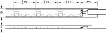Osvětlovací LED páska v silikonovém pouzdru, Häfele Loox5 LED 2099, 12 V, 2pólové (jednobarevné), boční paprsek, do drážky 4 x 10 mm, 120 LED/m, 9,6 W/m, IP44