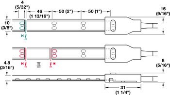 Osvětlovací LED páska v silikonovém pouzdru, Häfele Loox5 LED 3043, 24 V, 8 mm, 2pólové (jednobarevné), do drážky 10 x 4,8 mm, 120 LED/m, 4,8 W/m, IP44