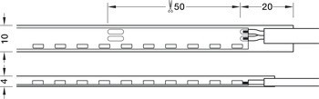 Osvětlovací LED páska v silikonovém pouzdru, Häfele Loox5 LED 3099, 24 V, 2pólové (jednobarevné), boční paprsek, do drážky 4 x 10 mm, 120 LED/m, 9,6 W/m, IP44
