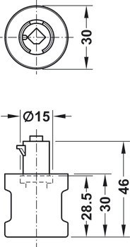 Otočná koule, Häfele Symo EC, délka 30 mm