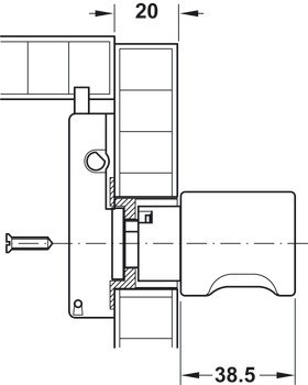 Otočná koule, Häfele Symo ML, modulární systém 30 mm, bez vložky