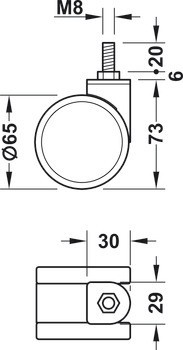 Otočné kolečko, pojezdová plocha: měkká, nosnost 25 kg