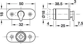 Otočný bajonetový zámek, Häfele Symo, k přišroubování