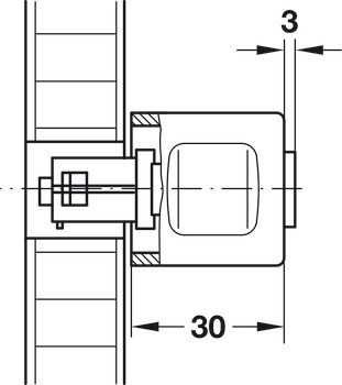 Pevný adaptér úchytky, Häfele Symo, délka 33 mm, pro sériovou výrobu