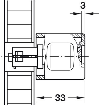 Pevný adaptér úchytky, Häfele Symo, délka 33 mm, pro sériovou výrobu