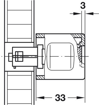 Pevný adaptér úchytky, Symo, Délka 33 mm, sériová výroba