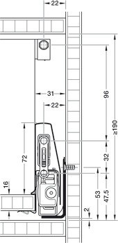 Podélný reling, hranaté, Häfele Matrix Box P Plus
