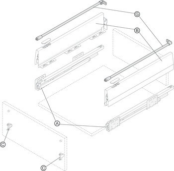 Podélný reling, kulaté, Häfele Matrix Box P Plus