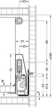 Podélný reling, kulaté, Häfele Matrix Box P Plus