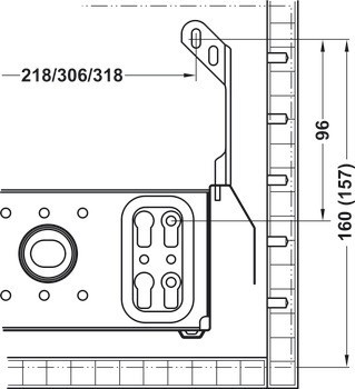 Podpěra čelního panelu, Häfele Variant-C, pro projektovou zásuvku