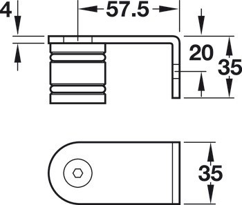 Podpěra, Nerez, FSB, přímé 90°, zahnuté dovnitř, model 66 6715