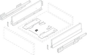 Podpěra, pro synchronizační tyč, pro systém zásuvkových výsuvů s bočnicí Grass Nova Pro Scala nebo Häfele Matrix Box P Plus