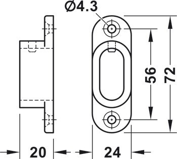 Podpěra šatní tyče, Hliník, pro šatní tyč OVA 30 x 14 mm