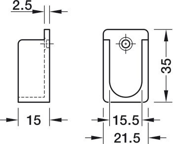 Podpěra šatní tyče, Pro šatní tyč OVA 30 x 15 mm