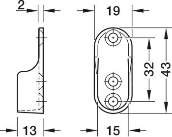 Podpěra šatní tyče, Pro šatní tyč OVA 30 x 15 mm