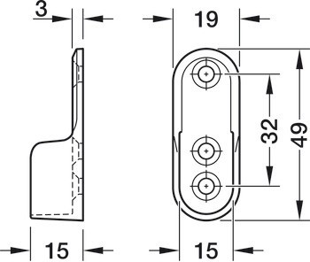 Podpěra šatní tyče, Pro šatní tyč OVA 30 x 15 mm