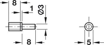 Podpěrka police, k nasunutí do vrtaného otvoru ⌀ 3 mm, ocel s plastovou krytkou 5 mm