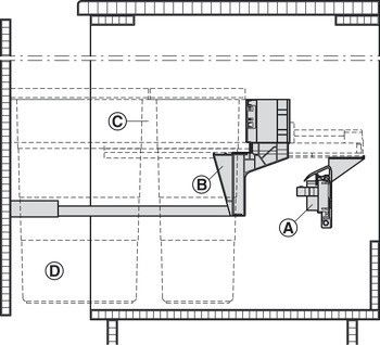 Pohon, Blum Servo-Drive systém výsuvů odpadkových košů, pro odpadkové koše k zavěšení na zásuvkové výsuvy s bočnicí