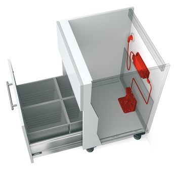 Pohon, Blum Servo-Drive uno výsuv třídiče odpadu, pro odpadkové koše k vložení na zásuvkové výsuvy s bočnicí