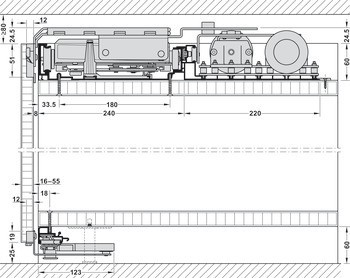 Pohon pro posuvné dveře, Häfele Slido F-Flush51 60 Electric