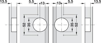 Pokosový závěs, Häfele GS 22,5, úhel otevření 120°