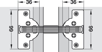 Pokosový závěs, Häfele GS 45, úhel otevření 135°