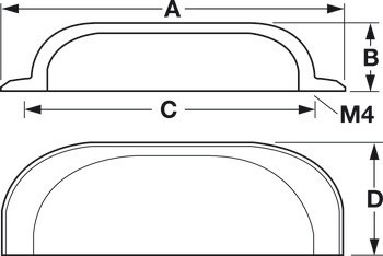 Povrchová úchytka, misková úchytka, mosaz, Häfele Déco