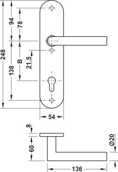 Požárně odolné bezpečnostní dveřní kliky, Nerez, Startec, SDH 2203 třída odolnosti 1