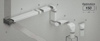 Přechodový díl Ⓔ, plochý potrubní systém 150 optimAIRo