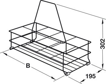 Přenosný koš na lahve, 195 x 302 mm (H x V)