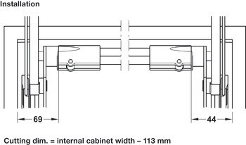 Příčná tyč, pro Häfele Free up E a Free swing E, lze zkrátit