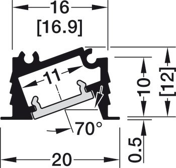 Profil pro zápustnou montáž, Häfele Loox5 profil 1106 pro osvětlovací LED pásky 5 mm