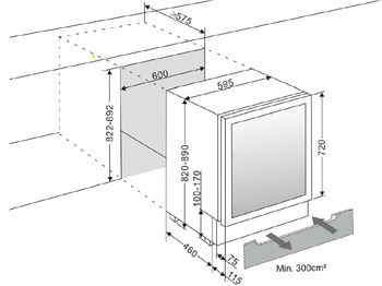 Prosklená lednice na víno, Häfele Assedo RUW14GB82d6a, Pro šířku korpusu: 600 mm