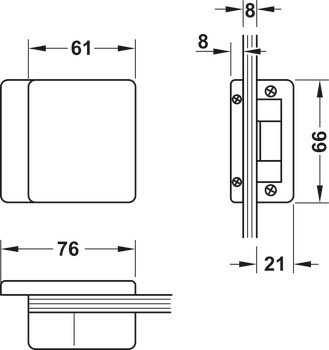 Protikus kování skleněných dveří, GHR 412 a 413, Startec