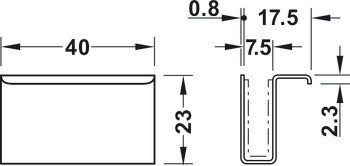 Protikus s úchytkou, Pro magnetickou záskočku, skleněné dveře, výška 23 mm