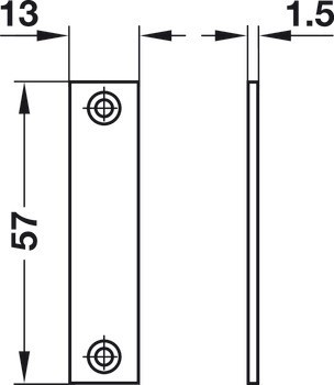 Protiplech, k přišroubování, 57 x 13 mm
