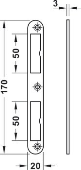 Protiplech, Pro falcové dveře, 170 mm, rovný