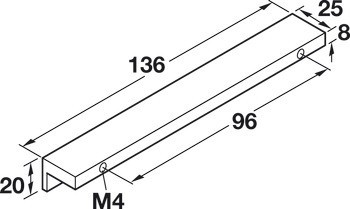 Prstová úchytka, Häfele Déco, s profilem L, hliník