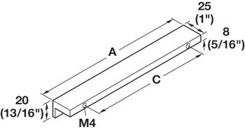 Prstová úchytka, Häfele Déco, s profilem L, hliník