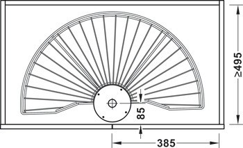 Půlkruhové otočné kování, Häfele, pro rohové skříňky, s koši/policemi