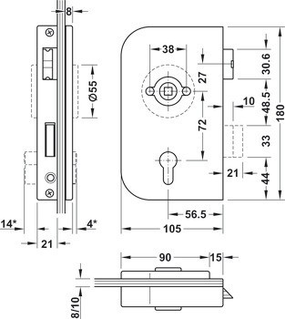 PZ zámek pro skleněné dveře, GHP 103, Startec