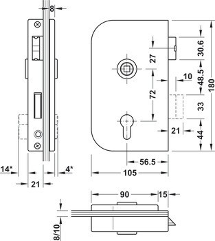 PZ zámek pro skleněné dveře, GHP 103, Startec