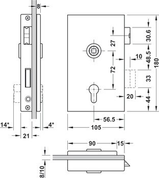 PZ zámek pro skleněné dveře, GHP 203, Startec