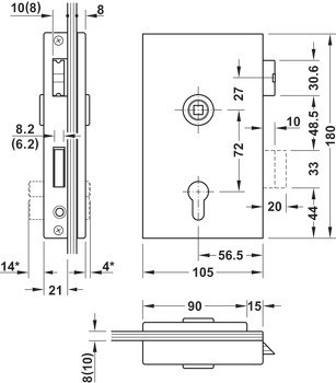 PZ zámek pro skleněné dveře, GHP 203, Startec
