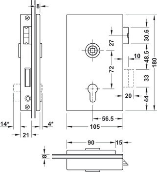 PZ zámek pro skleněné dveře, GHP 203, Startec