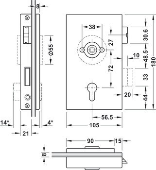 PZ zámek pro skleněné dveře, GHP 203, Startec