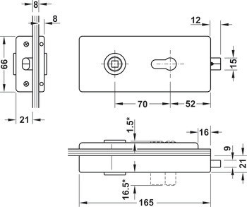 PZ zámek pro skleněné dveře, GHR 412 a 413, Startec