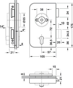 PZ zámek pro skleněné dveře, Office Junior, Dorma Glas