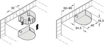 Rádiově propojený dveřní spínač, S mechanickým uvolňovacím zařízením, Häfele Connect Mesh